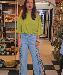 NORAIN EMBROIDERY JEANS - BLUE