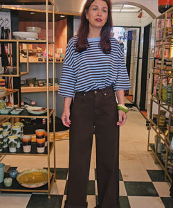 SAMMIE SS STRIPED TEE - BROWN/BLUE