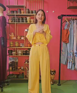 BERAWA LUXE | GREER LINEN PANTS - PASTEL YELLOW