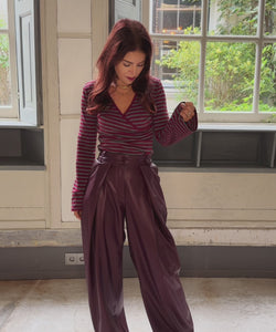 RAMY STRIPED TOP - RED/GREY