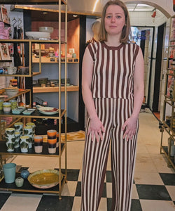 MILY STRIPED TOP - BROWN