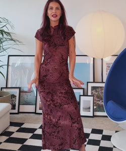 MILLY MANDARIN DRESS - BORDEAUX