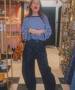 SAMMIE STRIPED SHIRT - NAVY/LIGHT BLUE