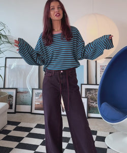 SAMMIE STRIPED SHIRT - BLUE/CHOCO