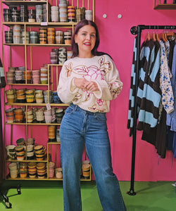 REVERY EMBROIDERY KNIT - ECRU