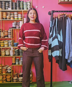 REBEL STRAIGHT LEG JEANS - BORDEAUX