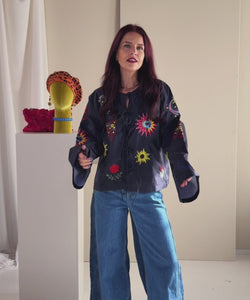 DAKOTA EMBROIDERY BLOUSE - NAVY
