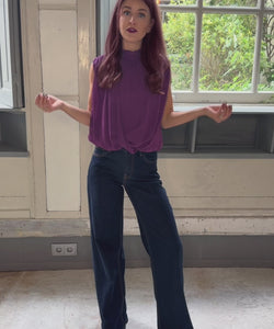 ATHENA DRAPED TOP - VIOLET