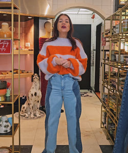 MICKY STRIPED SOFT KNIT - LILAC/ORANGE