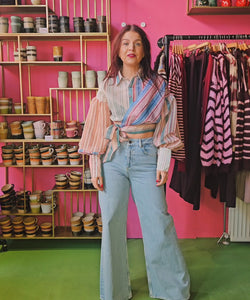 RIVER WRAPPED STRIPED BLOUSE - MULTI