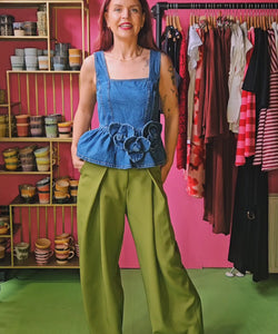 DEAN PLEATED PANTS - OLIVE