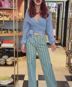 BOB & BILL RESORT COLLECTION | BEAU WRAP TOP - JEANS BLUE