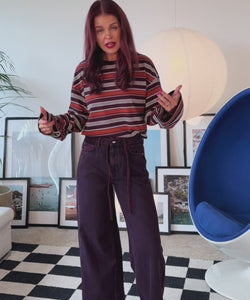LUX STRIPED SHIRT - ORANGE/BORDEAUX