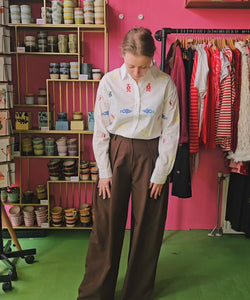 DEAN PLEATED PANTS - BROWN
