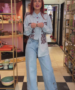 CELINE WIDE LEG JEANS - BLUE