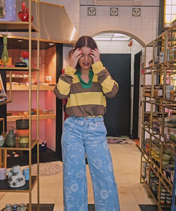 TANNA STRIPED POLO - YELLOW/BROWN