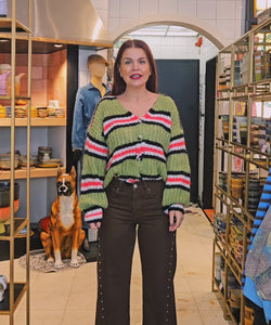 LILY STRIPED CARDIGAN - GREEN