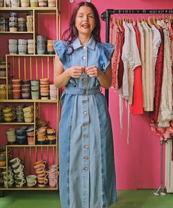 YAS | CAWI SL DENIM LONG DRESS - MEDIUM BLUE DENIM