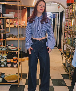 MABELLE STRIPED BLOUSE - BLUE