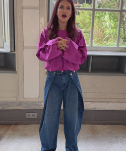 LOVA MULTI-WAY BARREL JEANS - BLUE