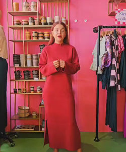 Y.A.S | ELMA LS LONG KNIT DRESS - TIBETAN RED