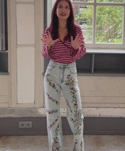 RAMY STRIPED TOP - BORDEAUX/PINK