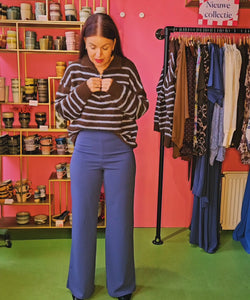 FAJA STRIPED ZIPPER KNIT - BROWN/BLUE