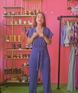 JUMPSUIT | GIRL V-NECK - BLUE INDIGO