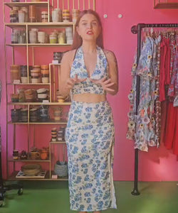 CHIANA SPLIT SKIRT - BLUE