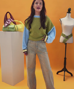 DIDE COLOR-BLOCK KNIT - GREEN/BLUE