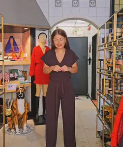 JUMPSUIT | GIRL V-NECK - DEEP BORDEAUX