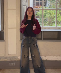 EMBROIDERY PALAZZO JEANS - TEXAS DIRTY BLUE