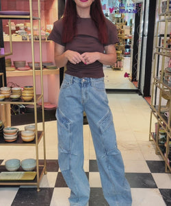 HARLOW BARREL JEANS - BLUE