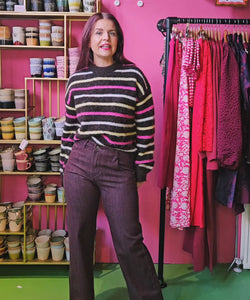 JOY STRIPED KNIT - BROWN