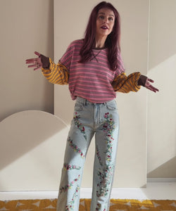 BLAKE STRIPED PULLOVER - PINK/YELLOW