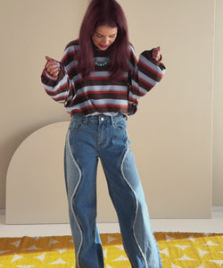 MACE STRIPED PULLOVER - BLUE/BROWN