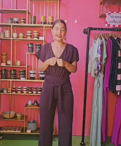 JUMPSUIT | GIRL V-NECK - DEEP BORDEAUX