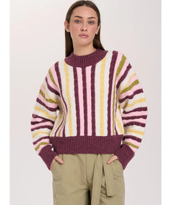 SALLY STRIPED KNIT - BORDEAUX