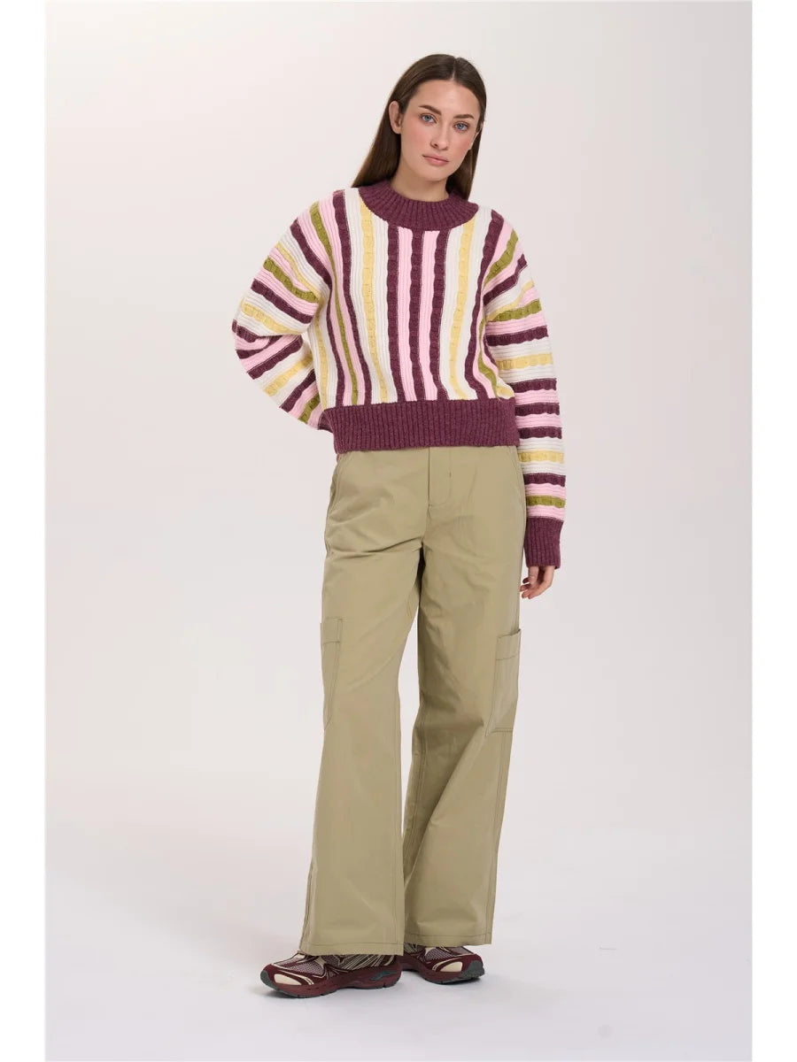 SALLY STRIPED KNIT - BORDEAUX