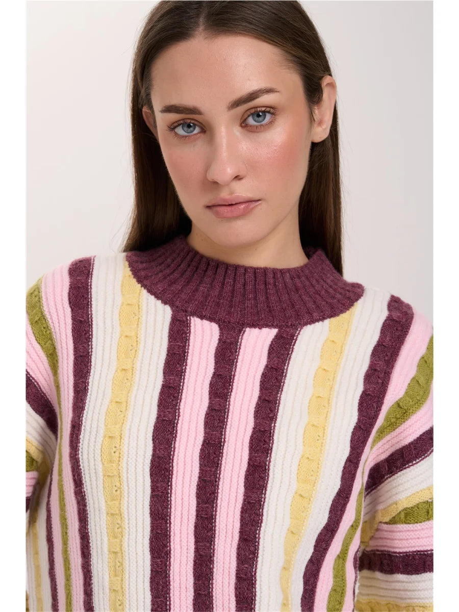 SALLY STRIPED KNIT - BORDEAUX