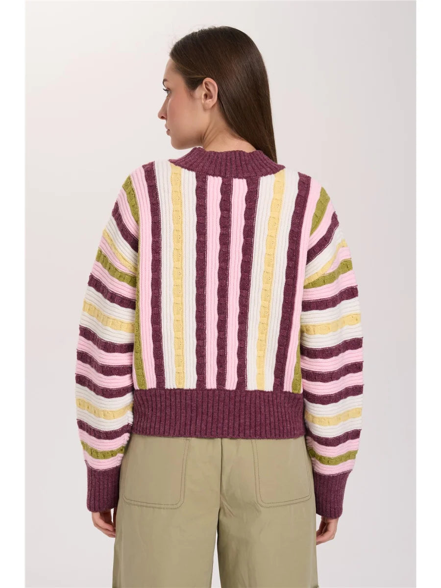 SALLY STRIPED KNIT - BORDEAUX