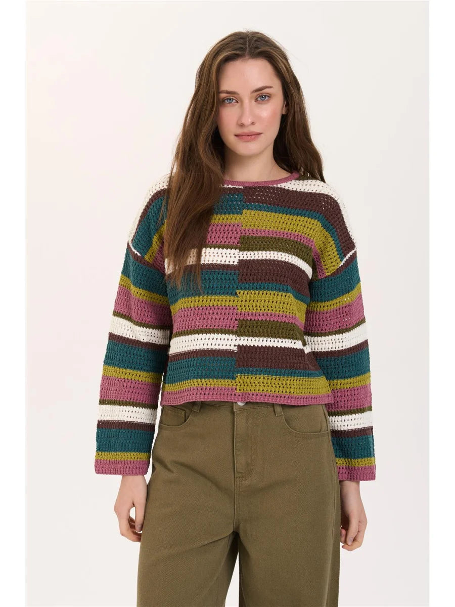 CHARLOTTE KNITTED PULLOVER - GREEN/MULTI