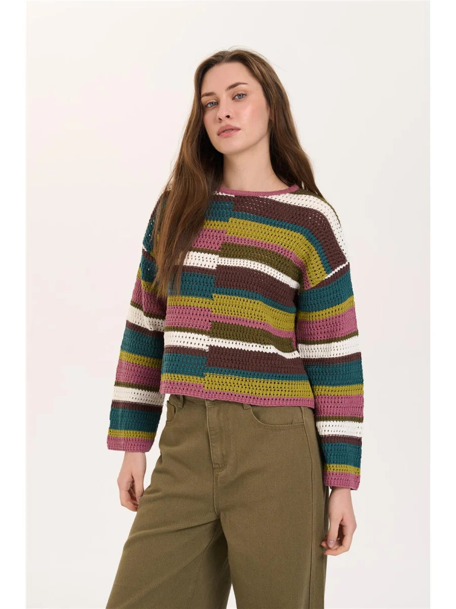 CHARLOTTE KNITTED PULLOVER - GREEN/MULTI