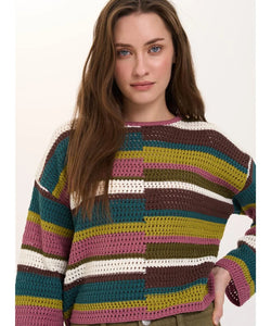 CHARLOTTE KNITTED PULLOVER - GREEN/MULTI