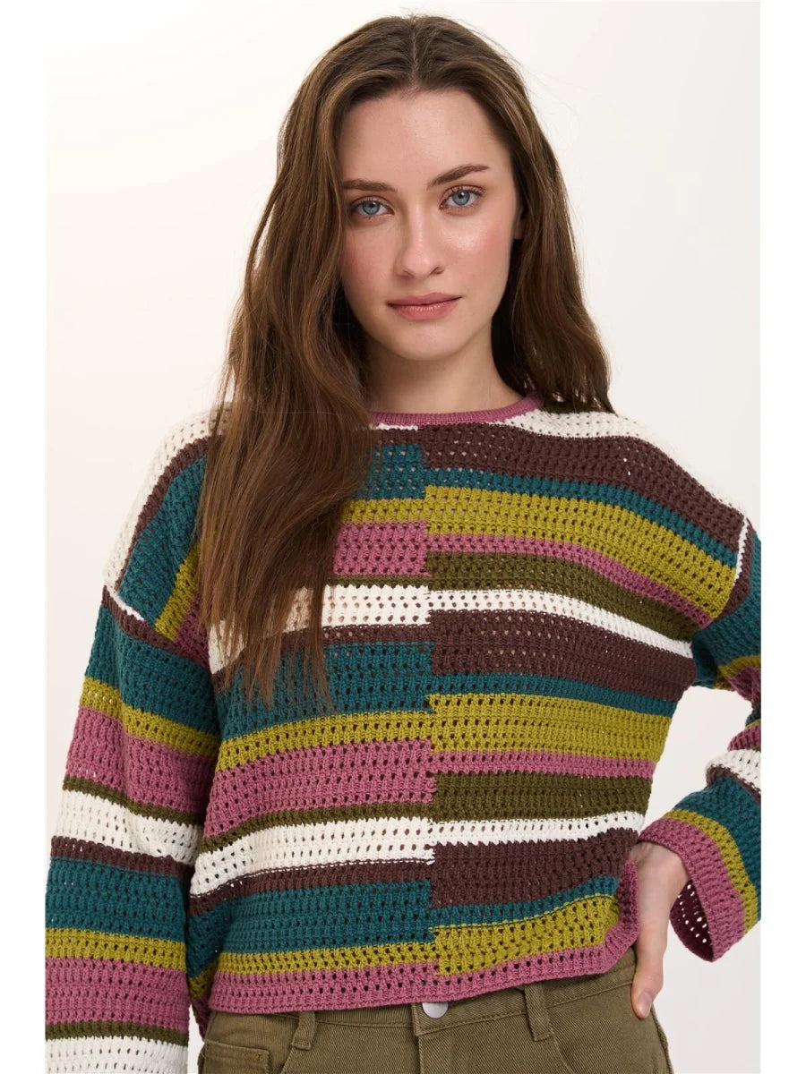 CHARLOTTE KNITTED PULLOVER - GREEN/MULTI