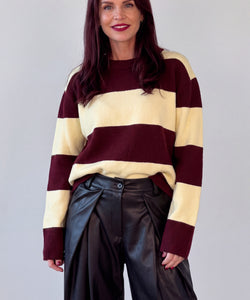 REBEL STRIPED PULLOVER - BORDEAUX/YELLOW