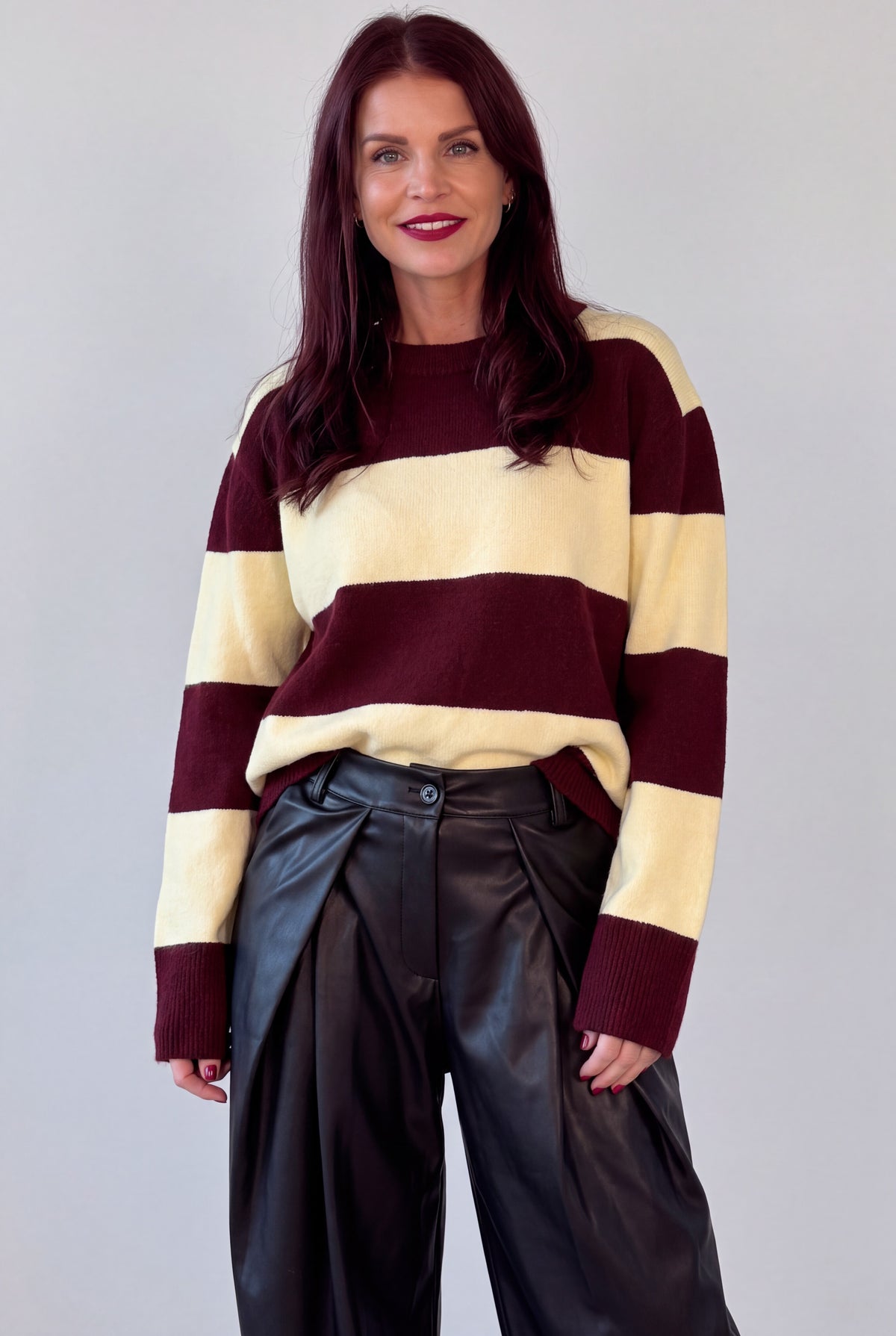 REBEL STRIPED PULLOVER - BORDEAUX/YELLOW