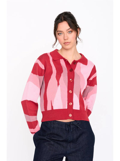 CAMO POLO CARDIGAN - PINK