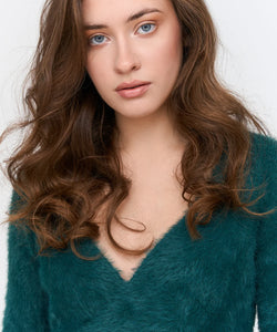 HAIRY WRAP CARDIGAN - GREEN