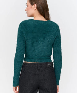 HAIRY WRAP CARDIGAN - GREEN